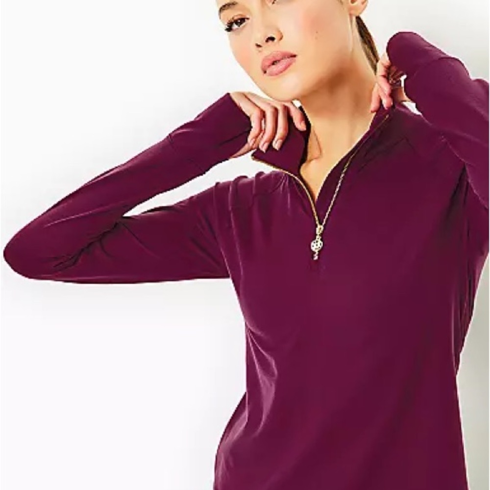 Lilly Pulitzer Arietta Popover Amarena Cherry Long Sleeve Top Luxletic S
